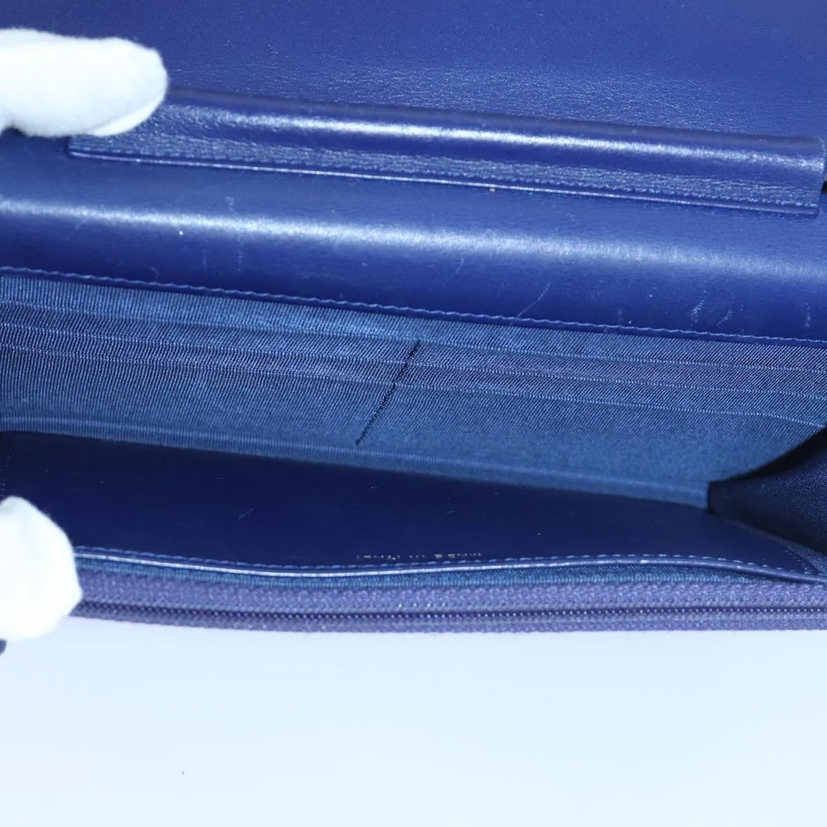 CHANEL Chain Shoulder Bag Moquette Navy CC Auth 84139