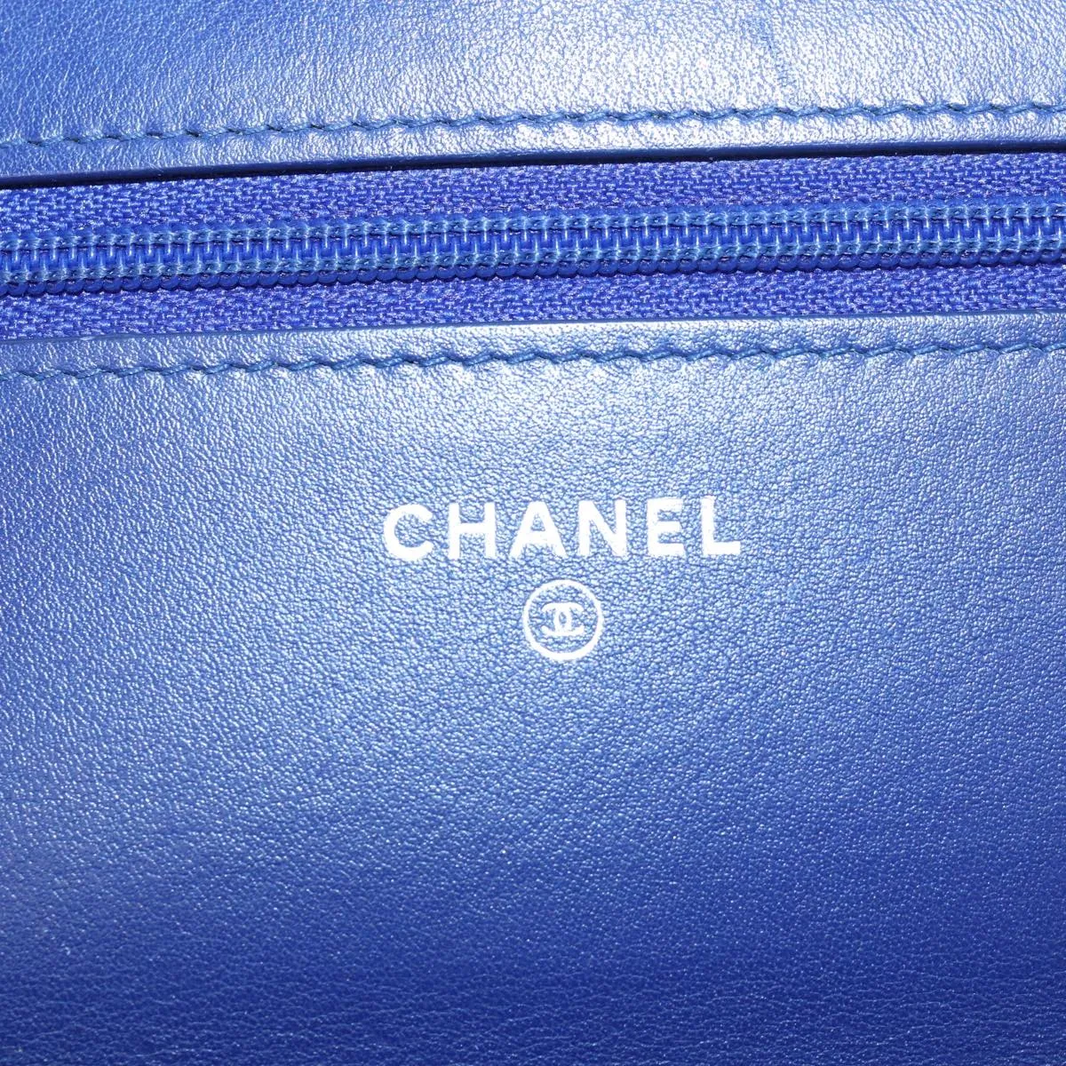 CHANEL Chain Shoulder Bag Moquette Navy CC Auth 84139