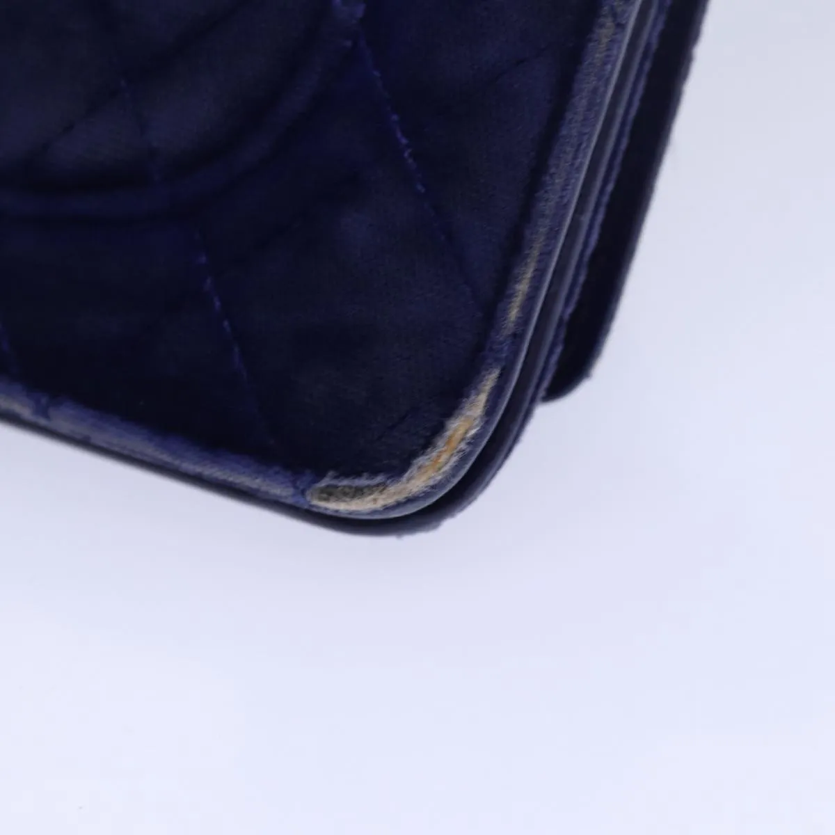 CHANEL Chain Shoulder Bag Moquette Navy CC Auth 84139