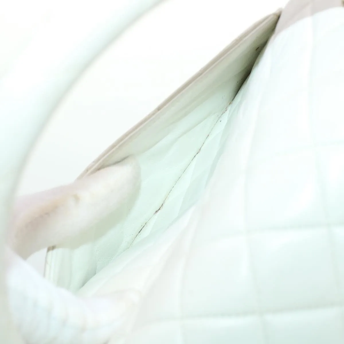 Chanel Child Bag Hand Bag Lamb Skin White CC  yk7389B