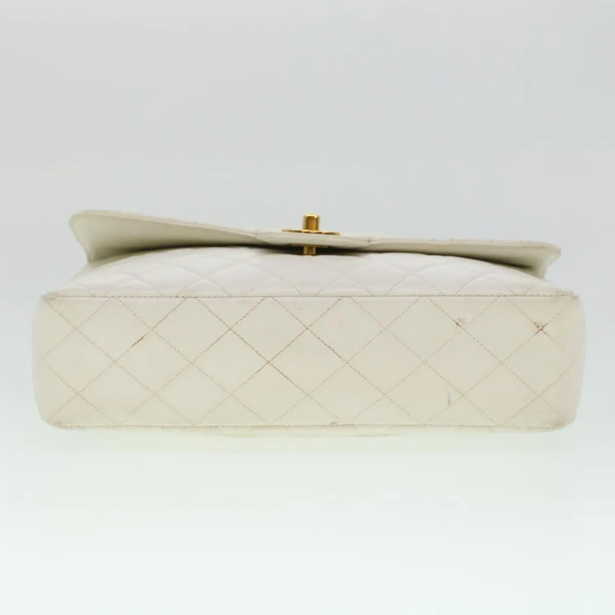 Chanel Child Bag Hand Bag Lamb Skin White CC  yk7389B