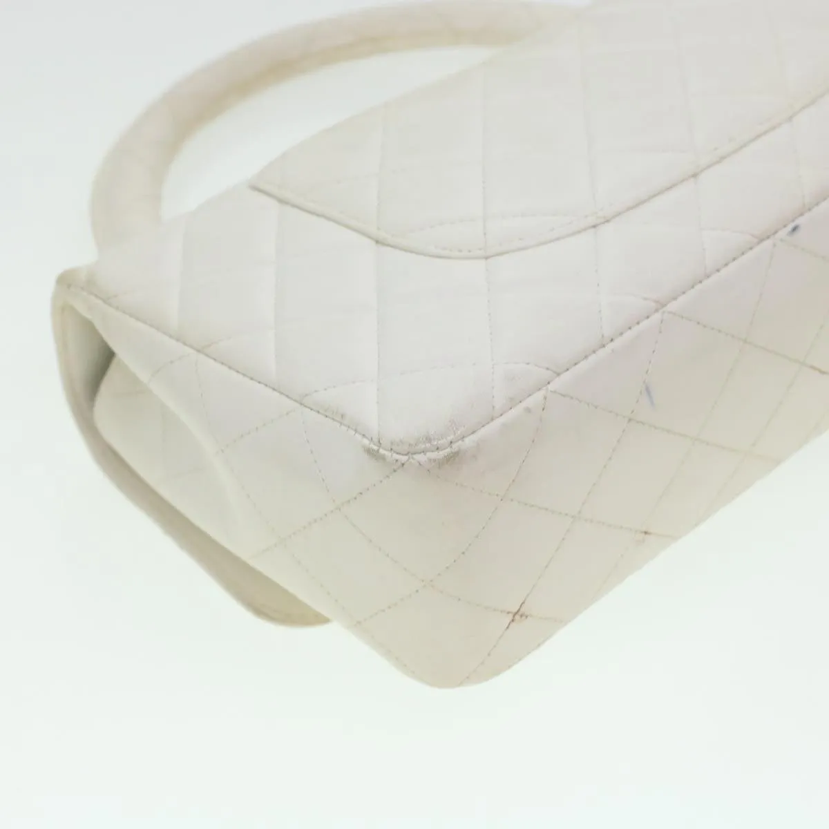 Chanel Child Bag Hand Bag Lamb Skin White CC  yk7389B