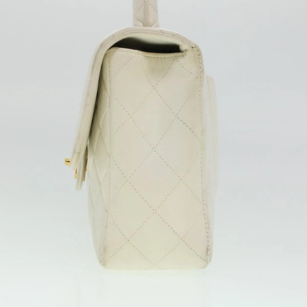 Chanel Child Bag Hand Bag Lamb Skin White CC  yk7389B