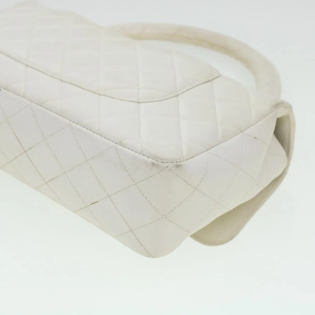 Chanel Child Bag Hand Bag Lamb Skin White CC  yk7389B
