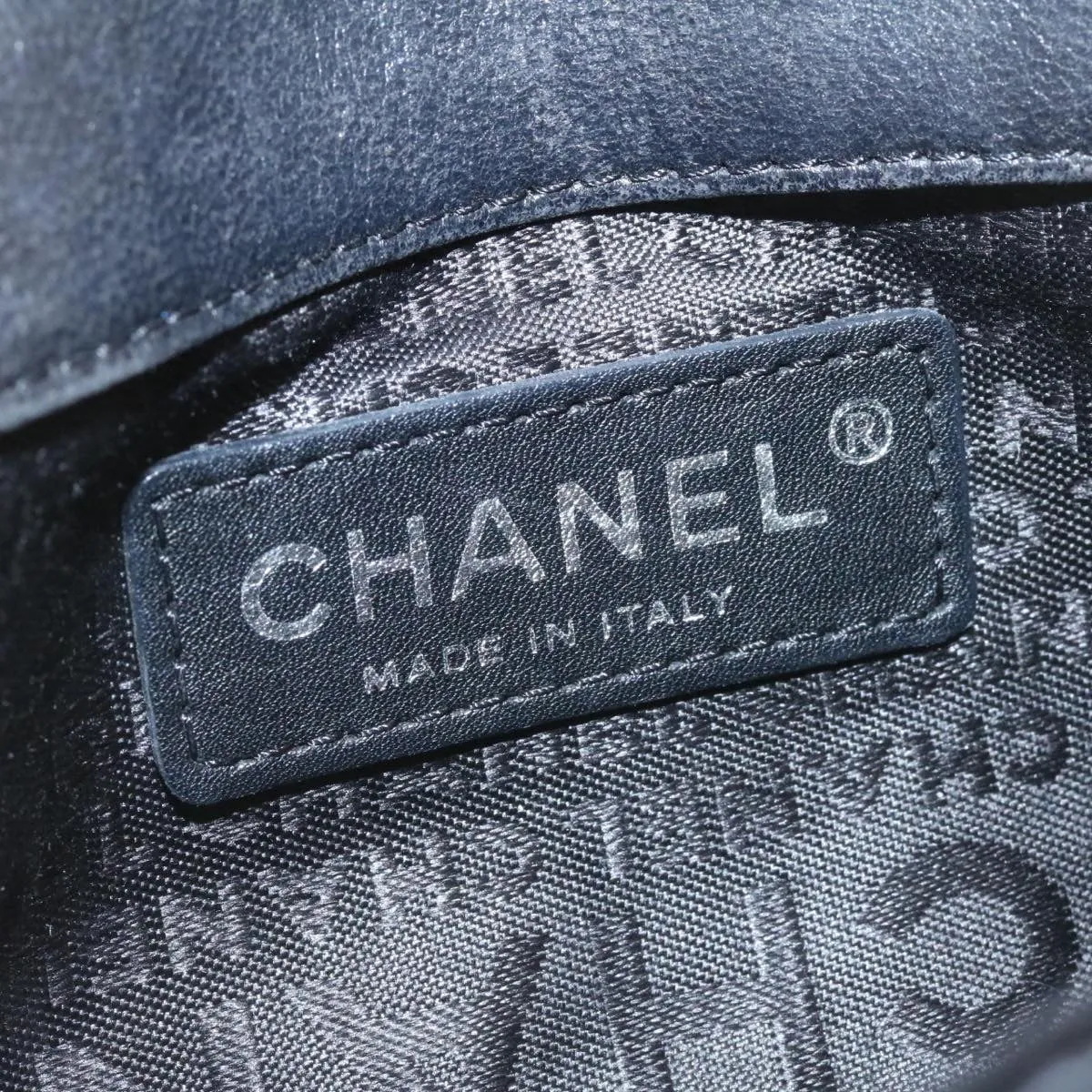 Chanel Choco Bar Rouge Racket Linestone Shoulder Bag Satin Black CC  24559A