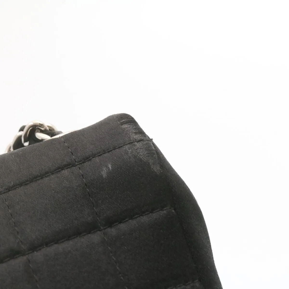 Chanel Choco Bar Rouge Racket Linestone Shoulder Bag Satin Black CC  24559A