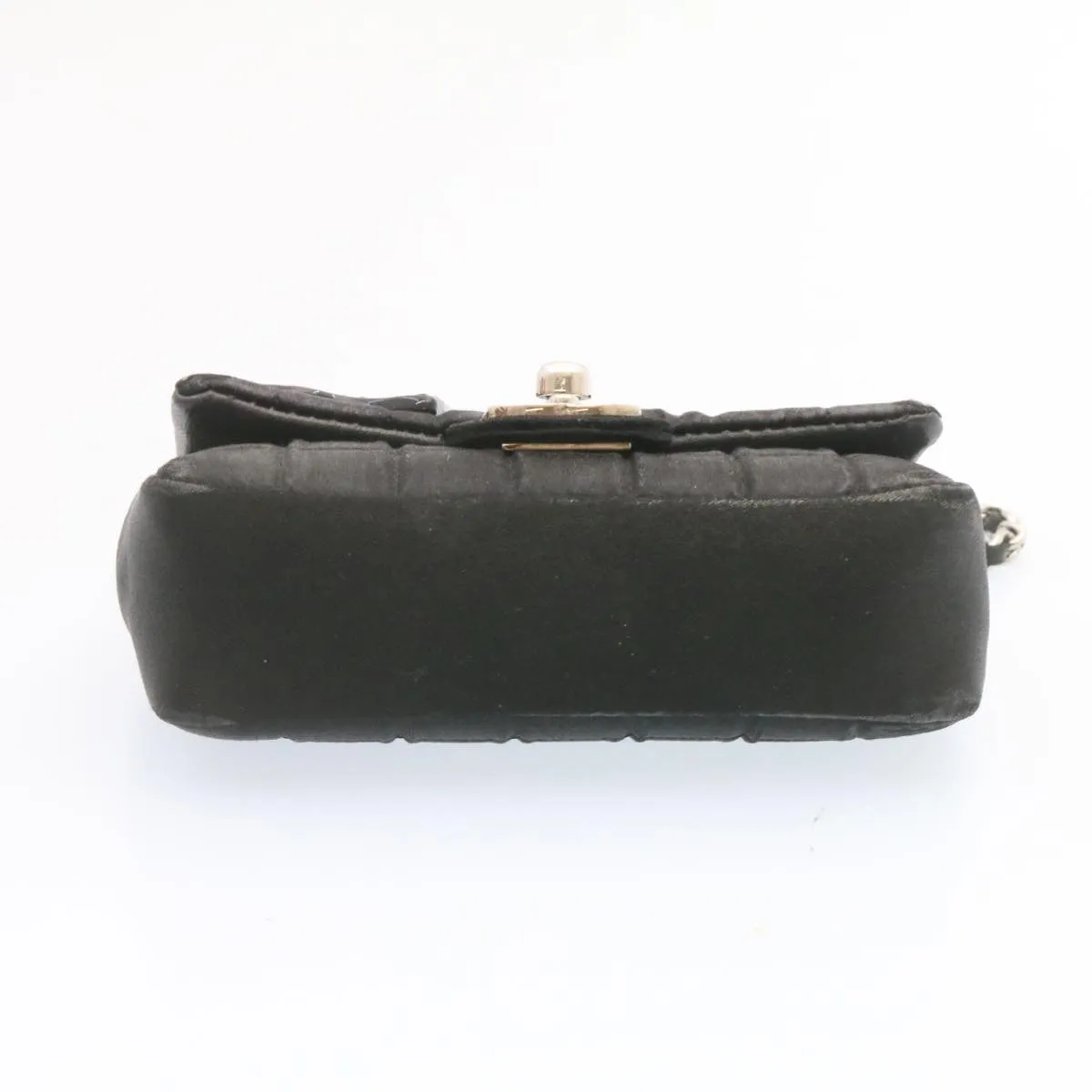 Chanel Choco Bar Rouge Racket Linestone Shoulder Bag Satin Black CC  24559A