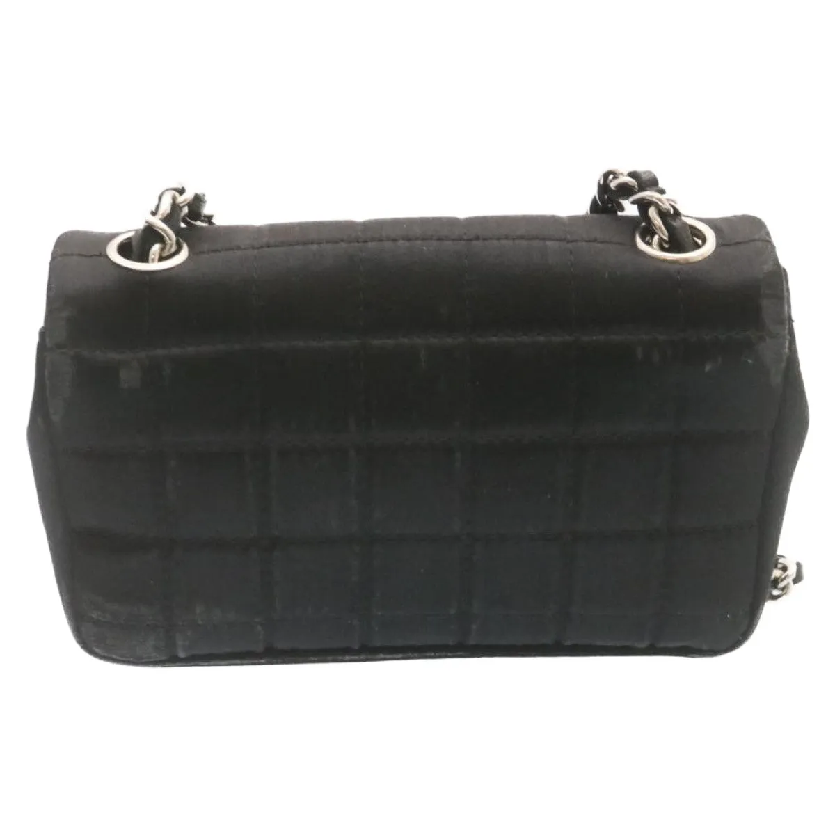 Chanel Choco Bar Rouge Racket Linestone Shoulder Bag Satin Black CC  24559A