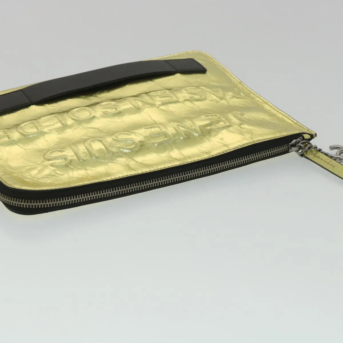 Chanel Clutch Bag Metallic Leather Gold A82164 CC  38172
