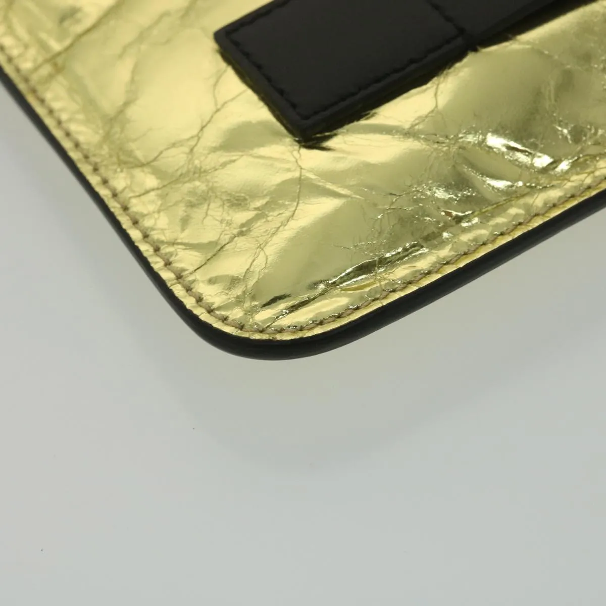 Chanel Clutch Bag Metallic Leather Gold A82164 CC  38172
