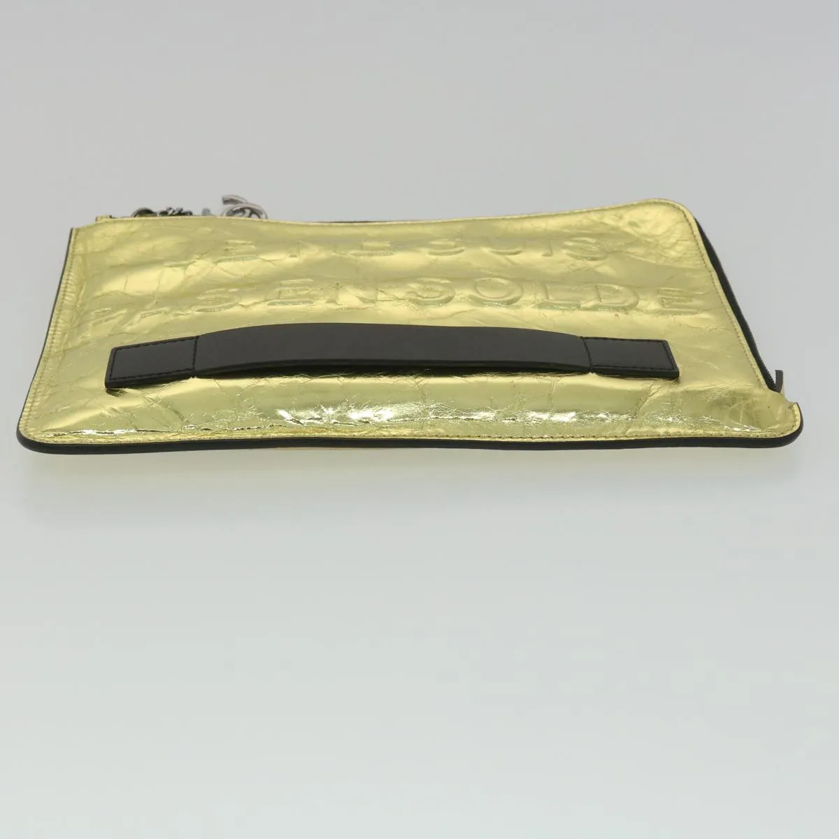 Chanel Clutch Bag Metallic Leather Gold A82164 CC  38172