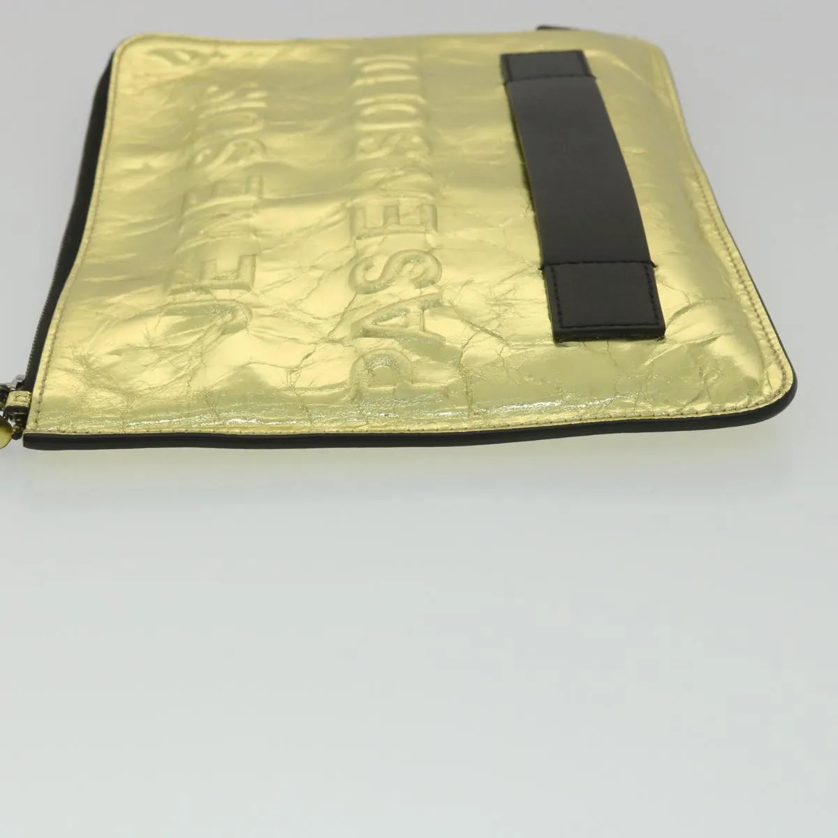 Chanel Clutch Bag Metallic Leather Gold A82164 CC  38172
