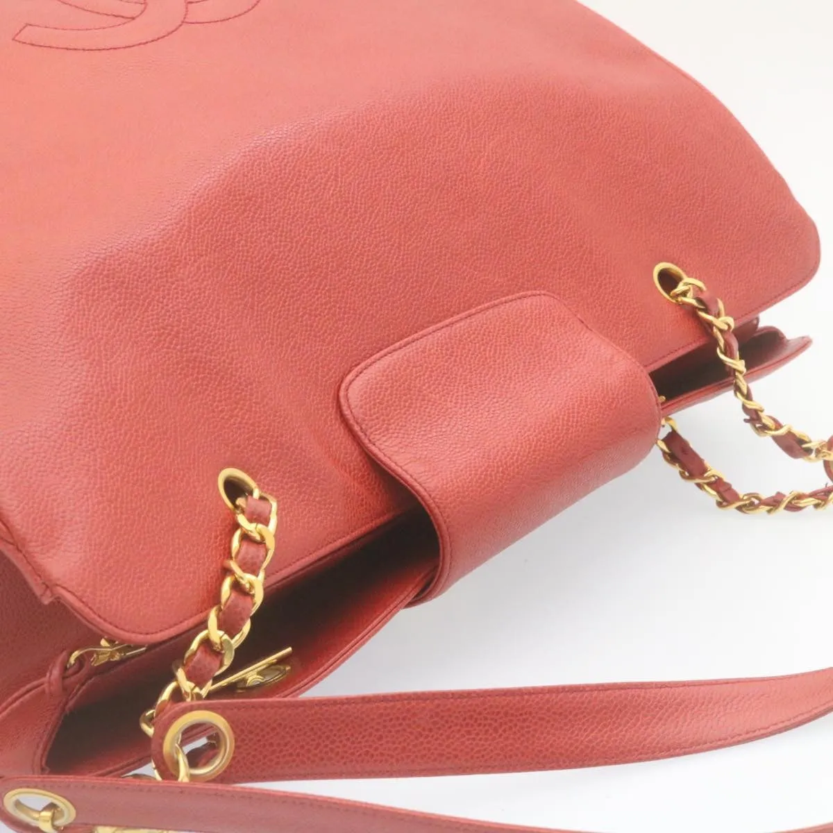 CHANEL COCO Mark Super model Chain Shoulder Bag Caviar Skin Red  am2162gA