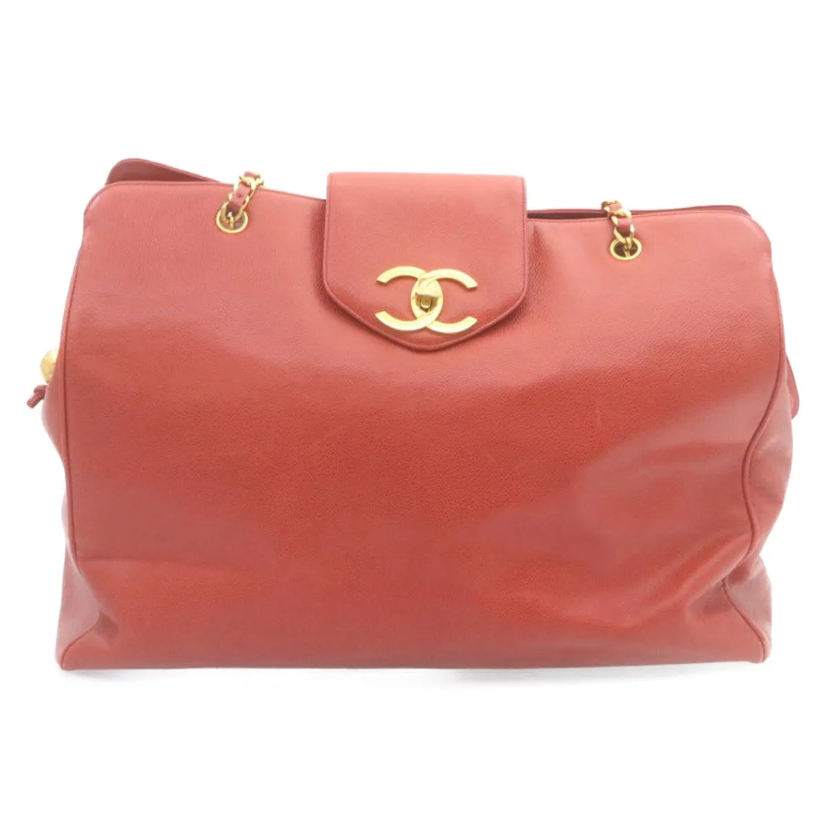 CHANEL COCO Mark Super model Chain Shoulder Bag Caviar Skin Red  am2162gA