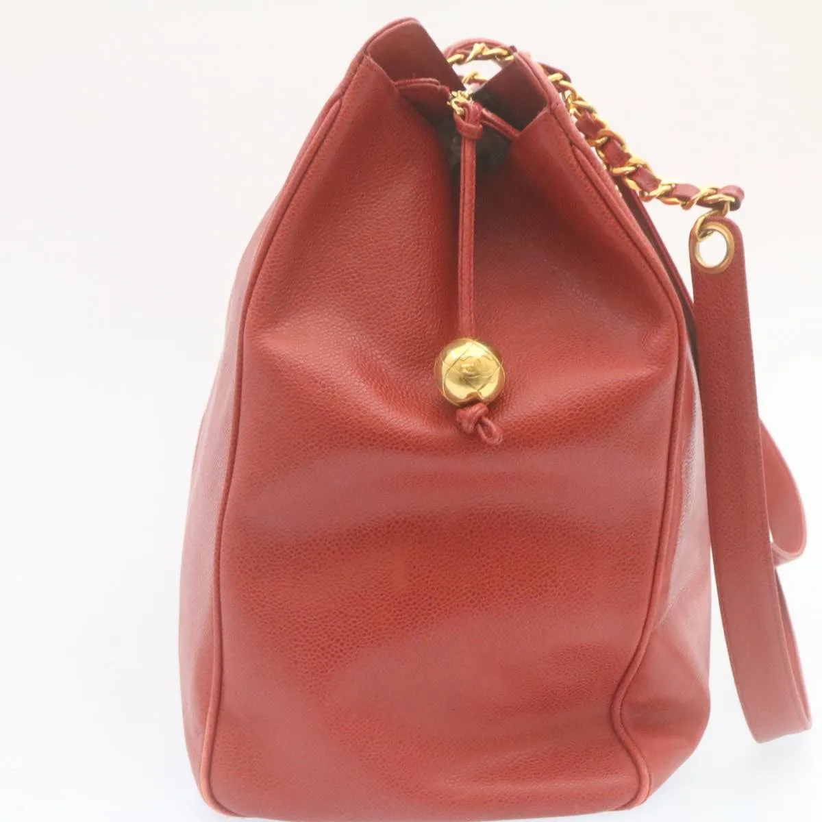 CHANEL COCO Mark Super model Chain Shoulder Bag Caviar Skin Red  am2162gA
