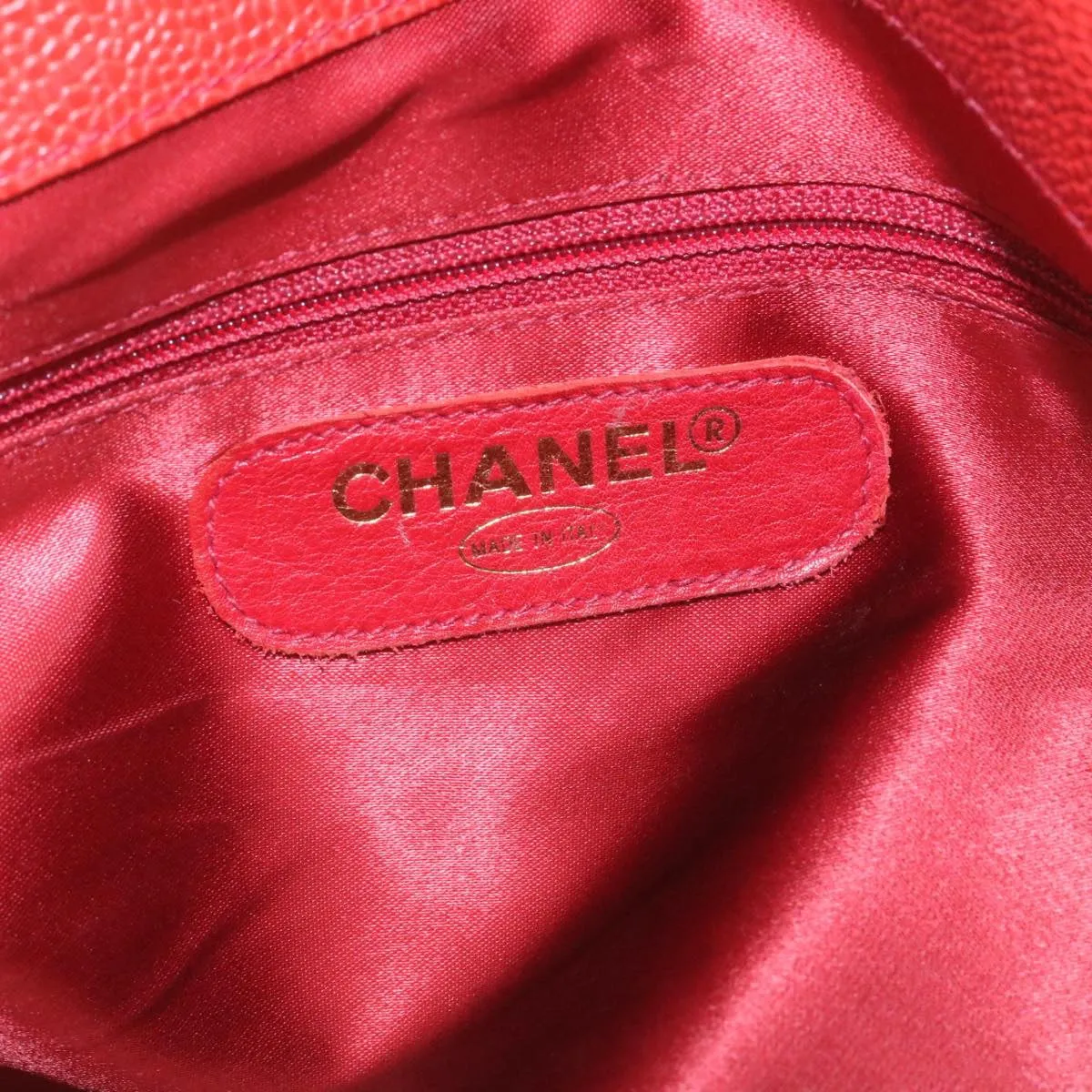 CHANEL COCO Mark Super model Chain Shoulder Bag Caviar Skin Red  am2162gA