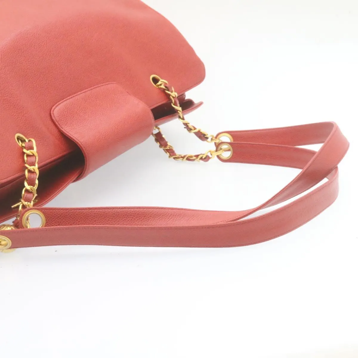 CHANEL COCO Mark Super model Chain Shoulder Bag Caviar Skin Red  am2162gA