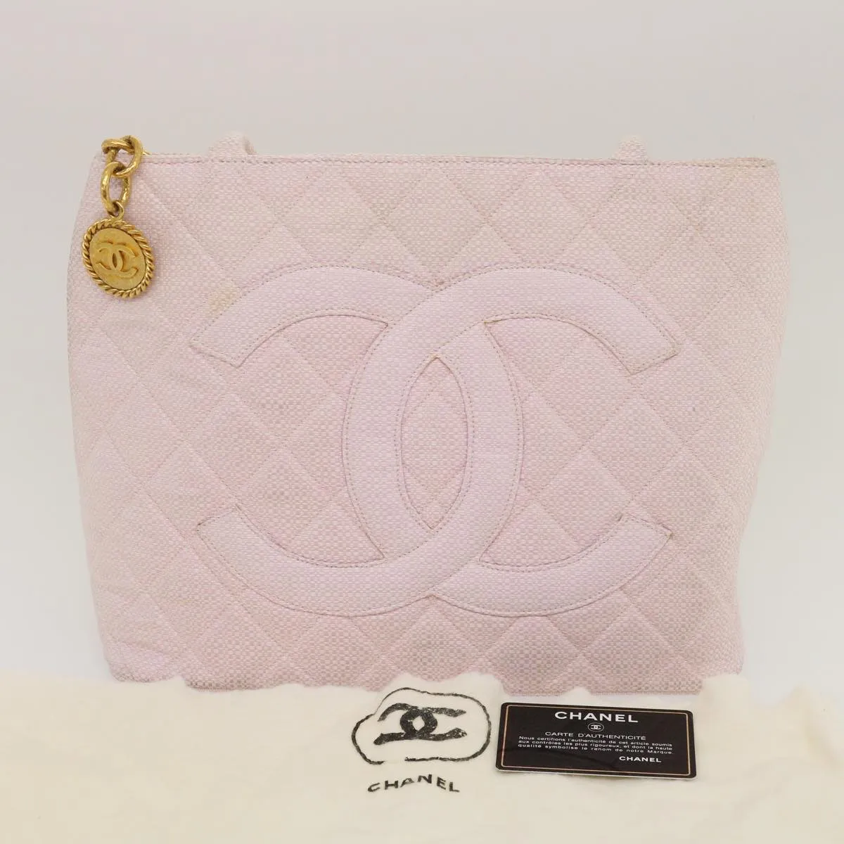 Chanel COCO Mark Tote Bag cotton Pink CC  29713A