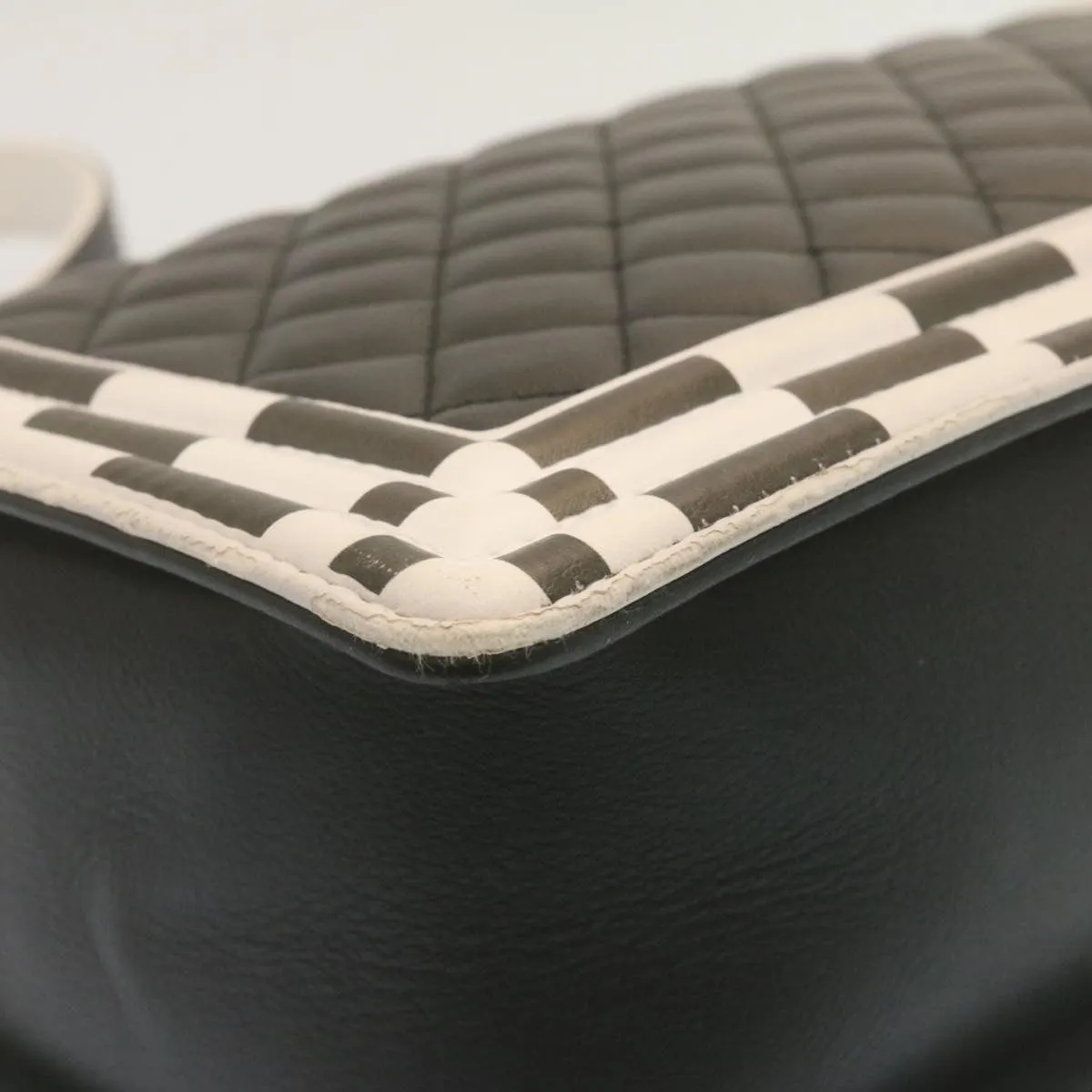 Chanel Matelasse Boy  Chain Shoulder Bag Lamb Skin Black CC  29190A