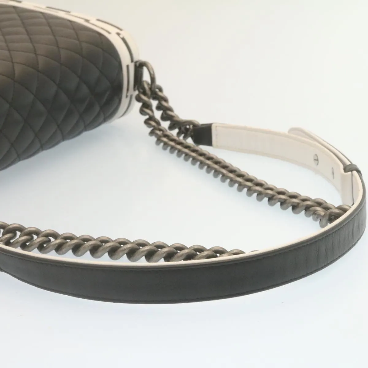 Chanel Matelasse Boy  Chain Shoulder Bag Lamb Skin Black CC  29190A