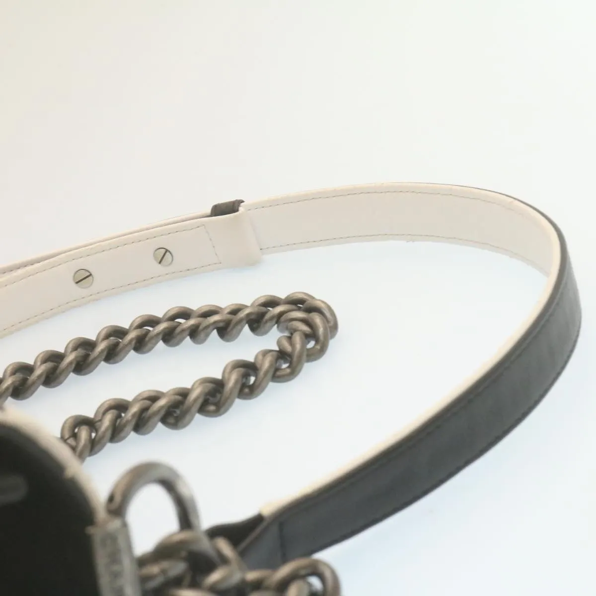 Chanel Matelasse Boy  Chain Shoulder Bag Lamb Skin Black CC  29190A