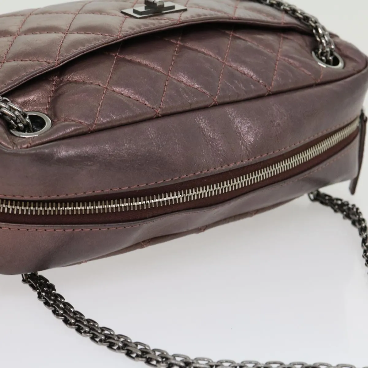 Chanel Matelasse Chain Shoulder Bag Lamb Skin Purple CC  30949A