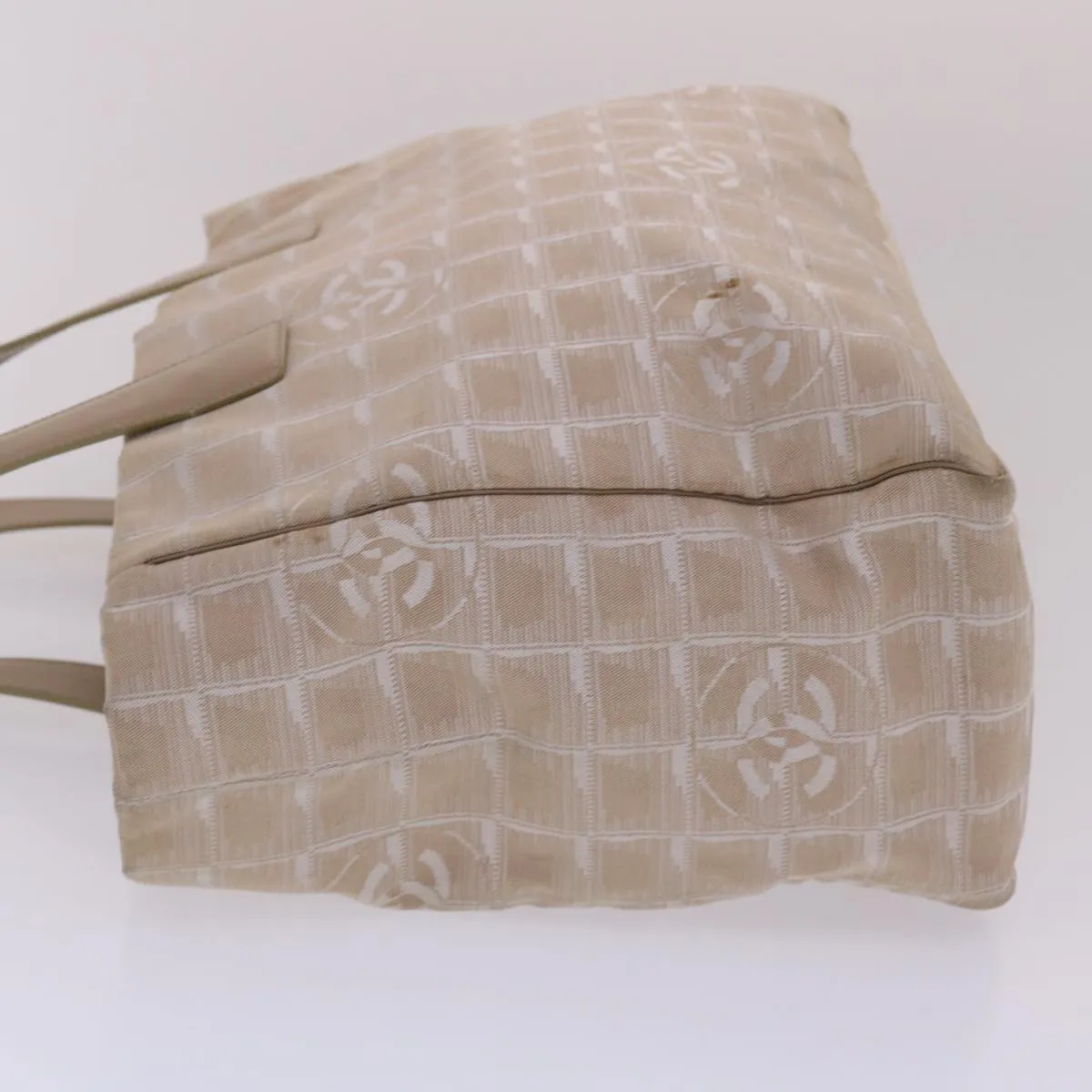 Chanel New Travel Line Shoulder Bag Nylon Beige CC  yb272