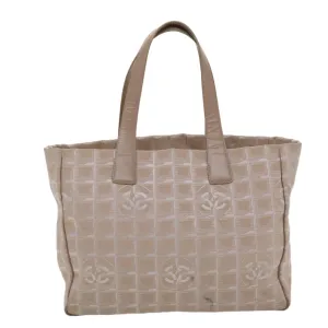 Chanel New Travel Line Shoulder Bag Nylon Beige CC  yb272