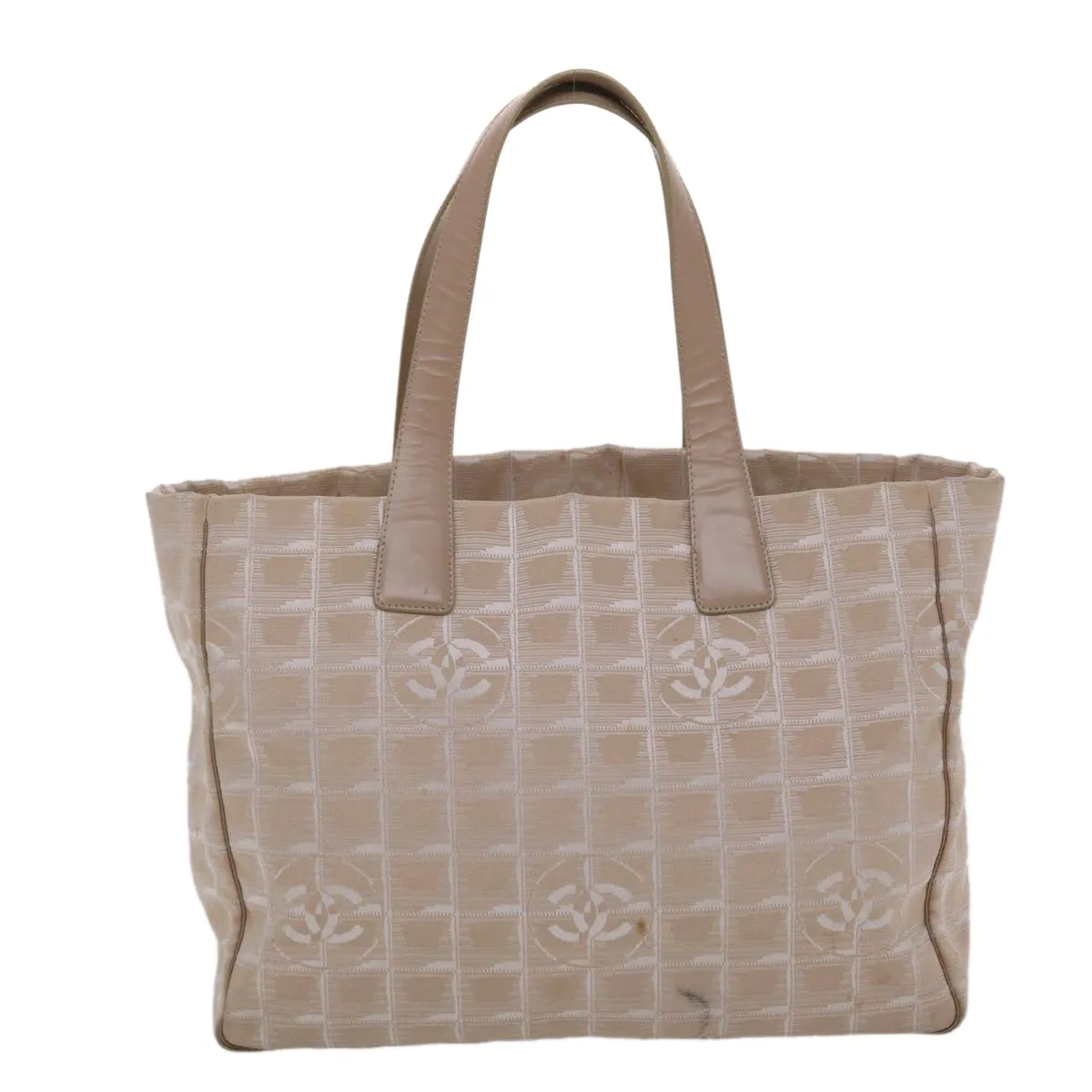 Chanel New Travel Line Shoulder Bag Nylon Beige CC  yb272