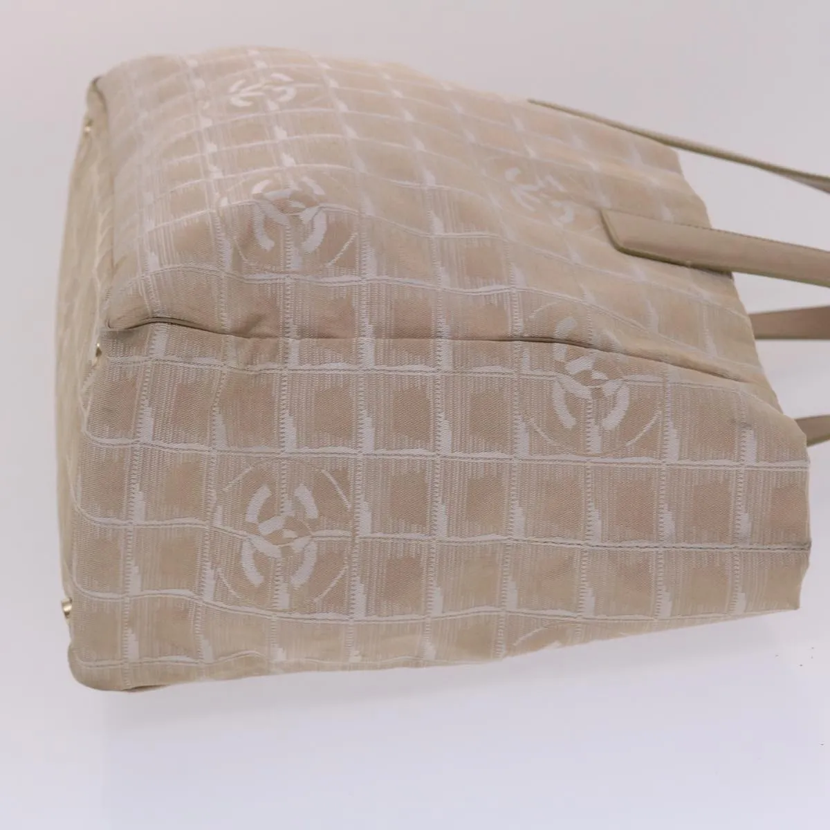 Chanel New Travel Line Shoulder Bag Nylon Beige CC  yb272