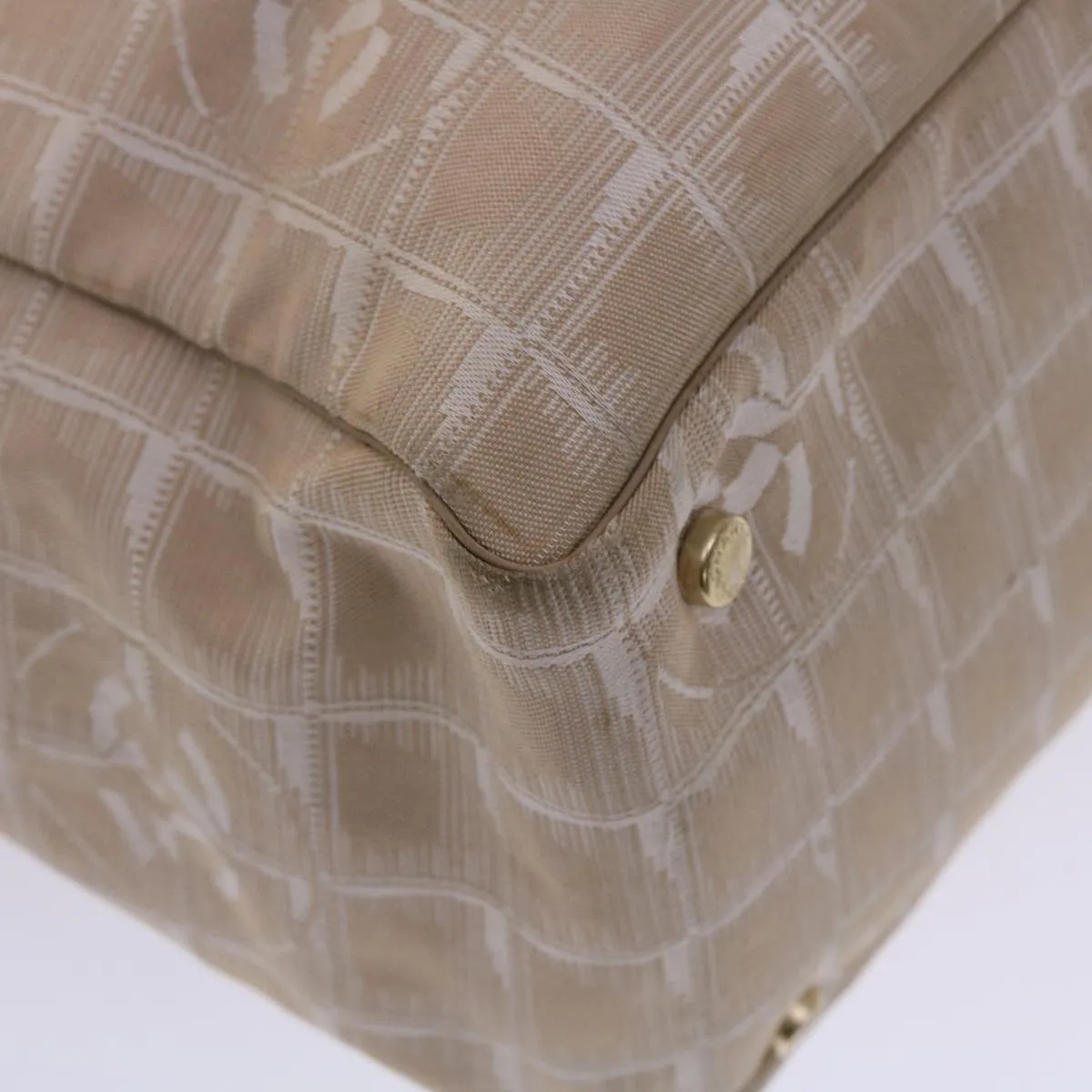 Chanel New Travel Line Shoulder Bag Nylon Beige CC  yb272