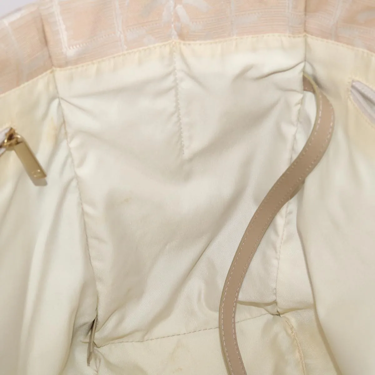 Chanel New Travel Line Shoulder Bag Nylon Beige CC  yb272