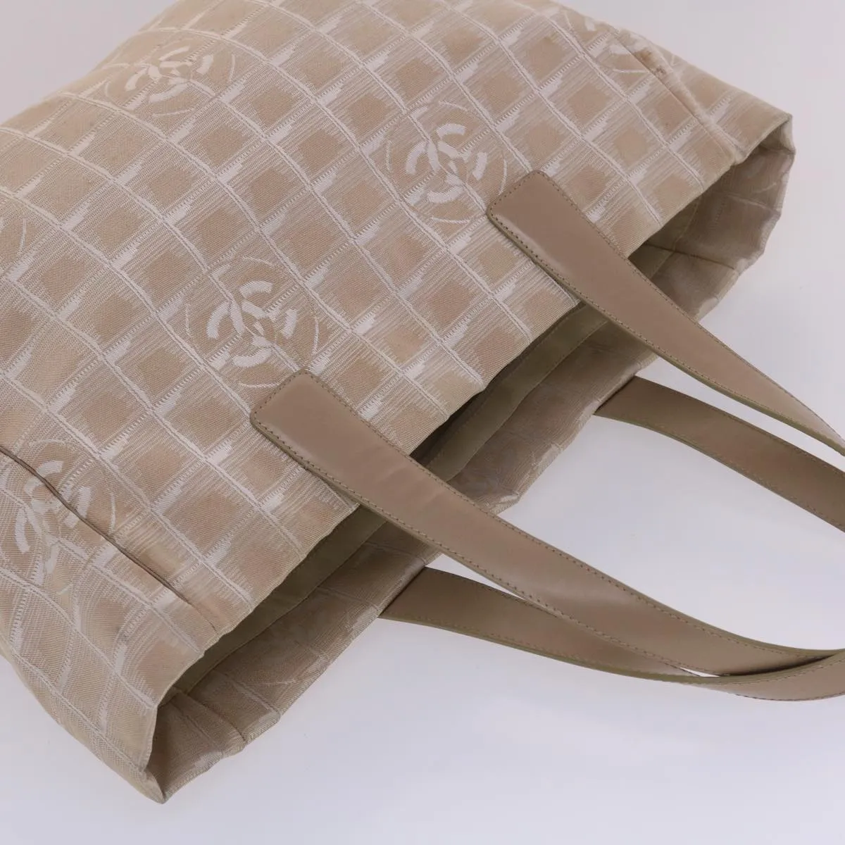 Chanel New Travel Line Shoulder Bag Nylon Beige CC  yb272