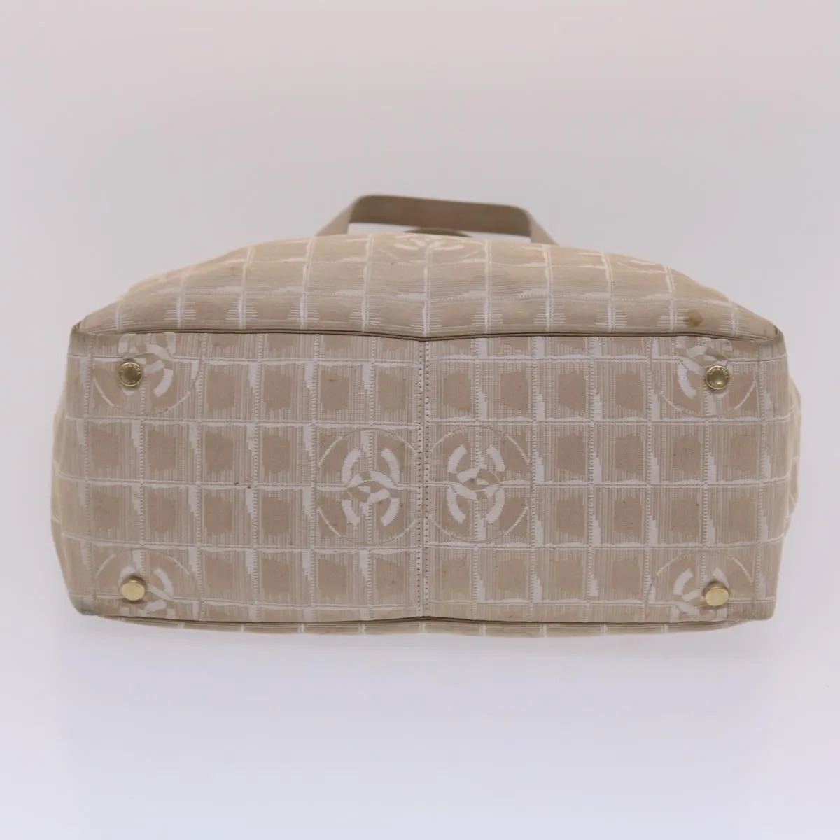 Chanel New Travel Line Shoulder Bag Nylon Beige CC  yb272