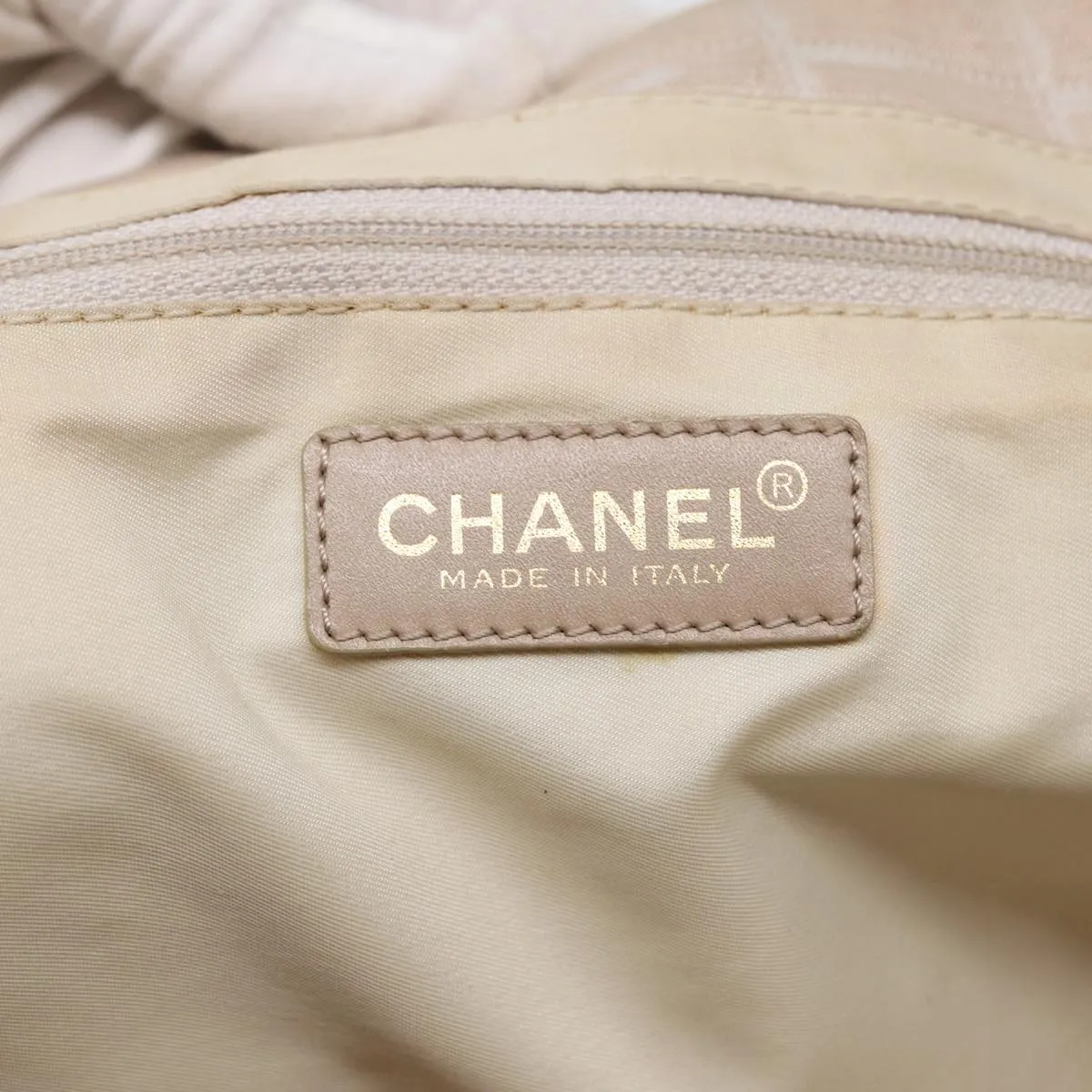 CHANEL New Travel Line Tote Bag Nylon Beige Gold CC Auth yk14279