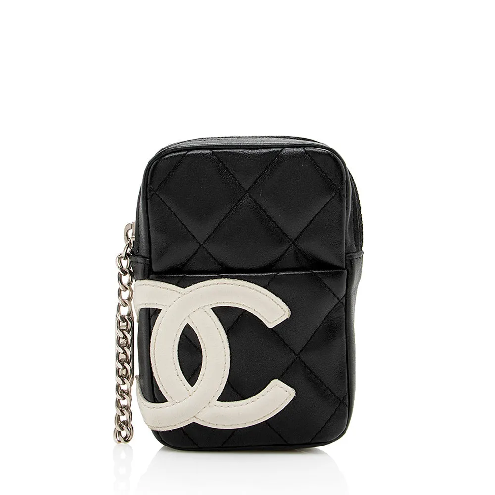 Chanel Quilted Lambskin Ligne Cambon Zip Mini Pouch (SHF-15996)