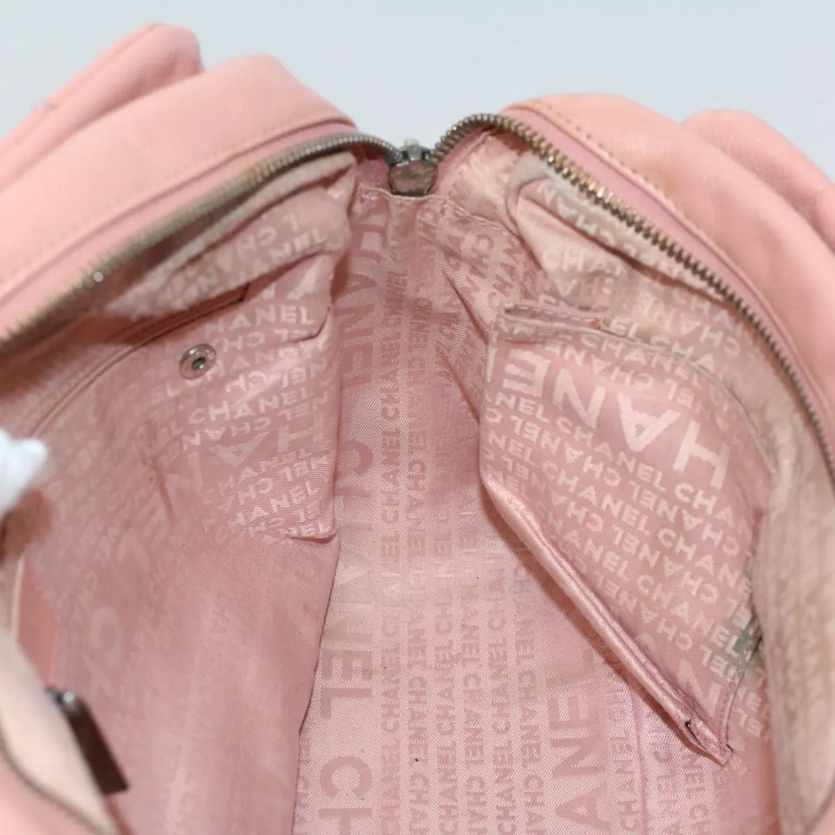 CHANEL Shoulder Bag Caviar Skin Pink CC Auth bs8334
