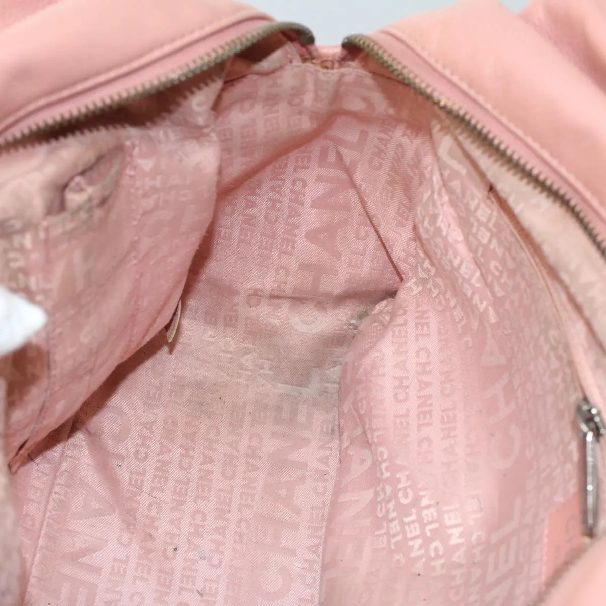 CHANEL Shoulder Bag Caviar Skin Pink CC Auth bs8334