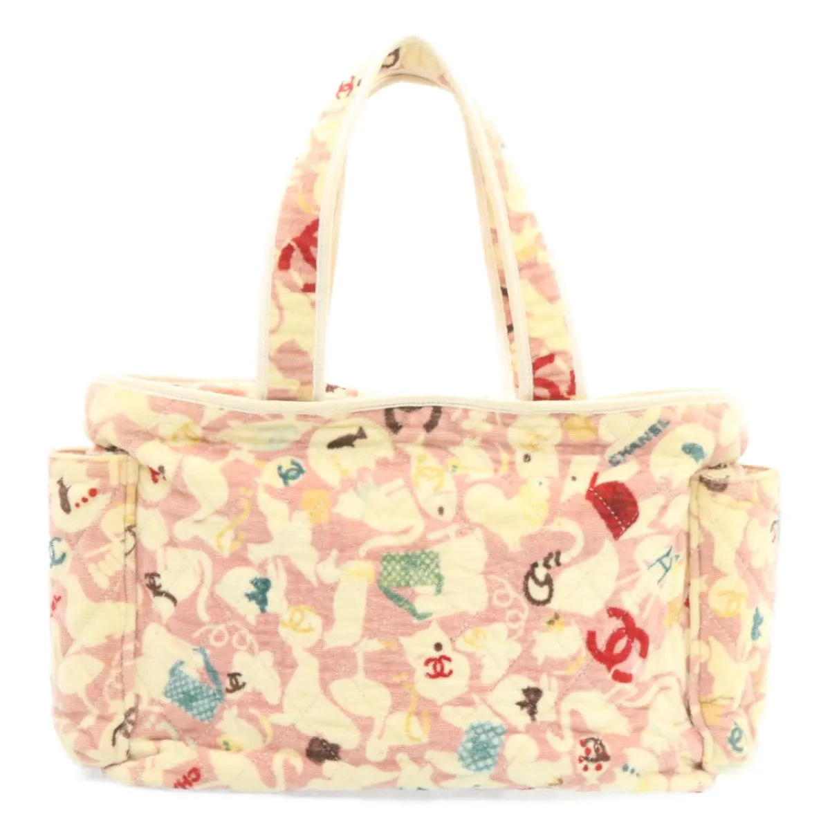 Chanel Tote Bag Quilted Pile Animal Pattern Pink CC  27024A