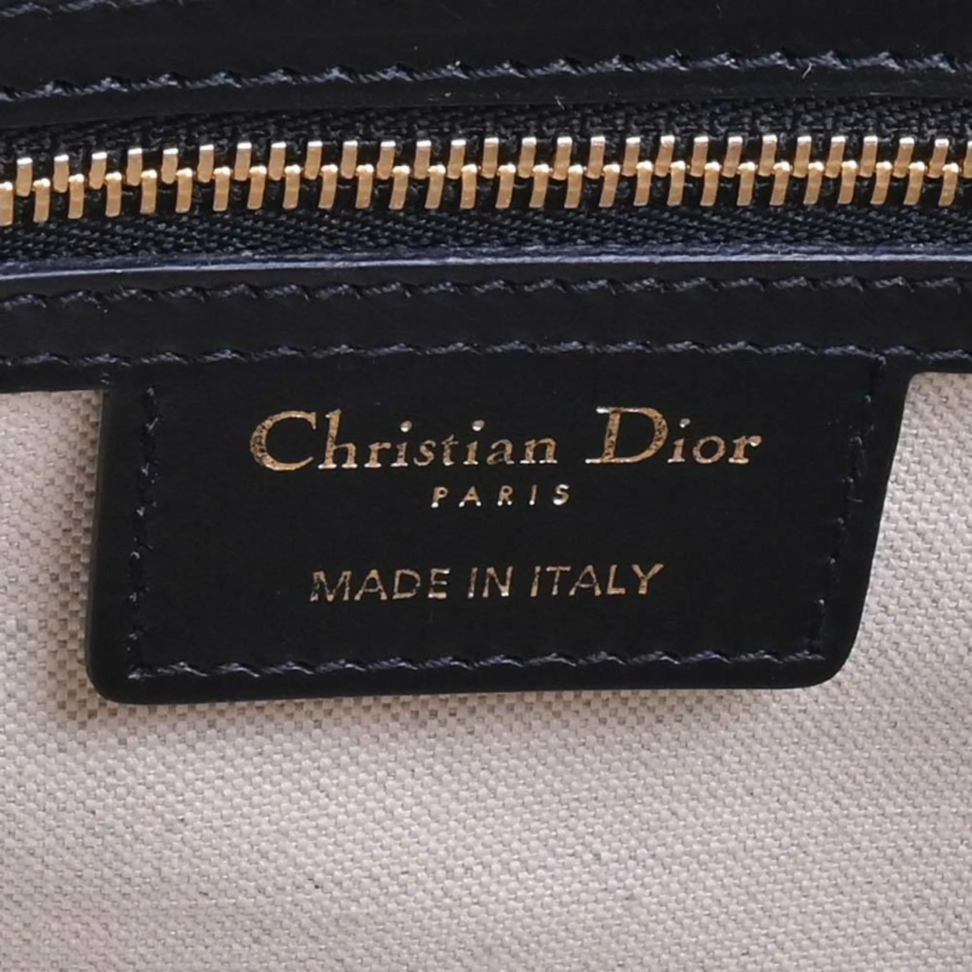 CHRISTIAN DIOR DIOR VIBE macro cannage leather medium bag handbag black white ladies