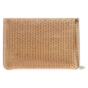 Christian Louboutin Crossbody Clutch Loubiclutch Studded Beige Leather Shoulder Bag