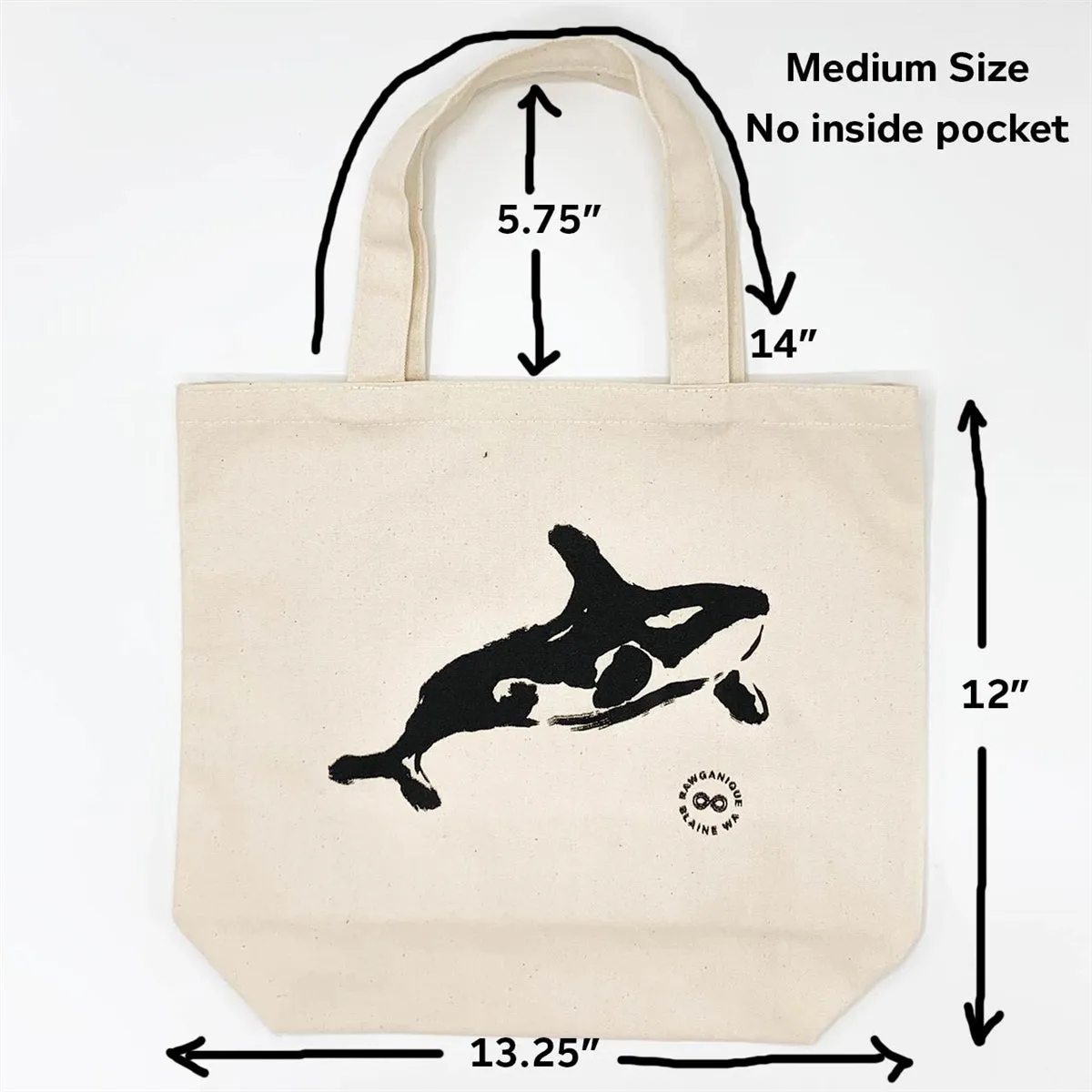 CLOVERDALE 100% Organic Cotton Shopping Bag Made in USA - Orca