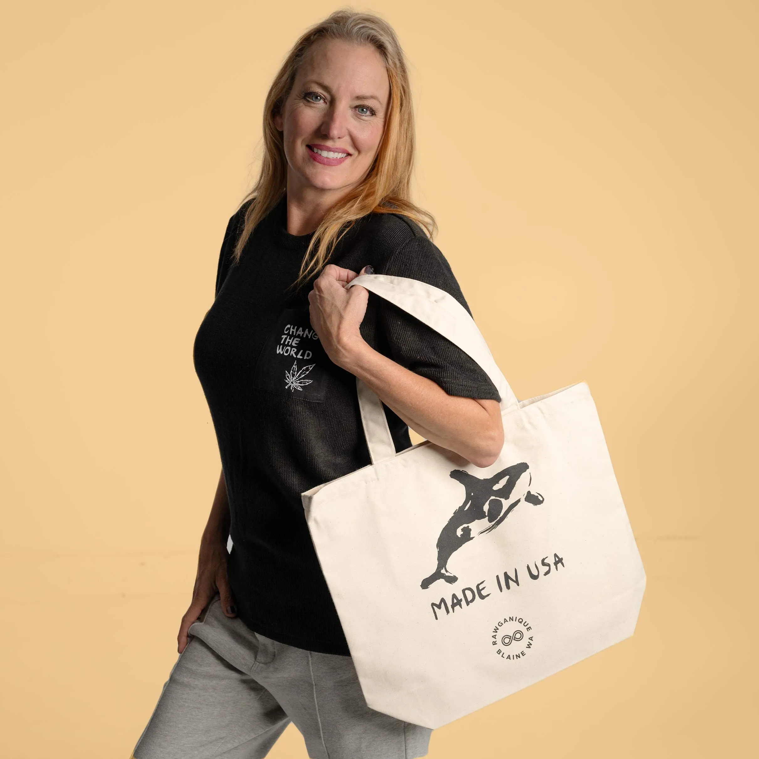 CLOVERDALE 100% Organic Cotton Shopping Bag Made in USA - Orca