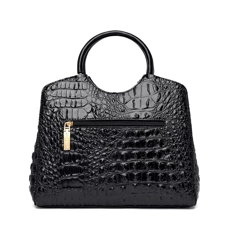 CrocChic Crocodile Pattern Zipper Tote Shoulder Bag