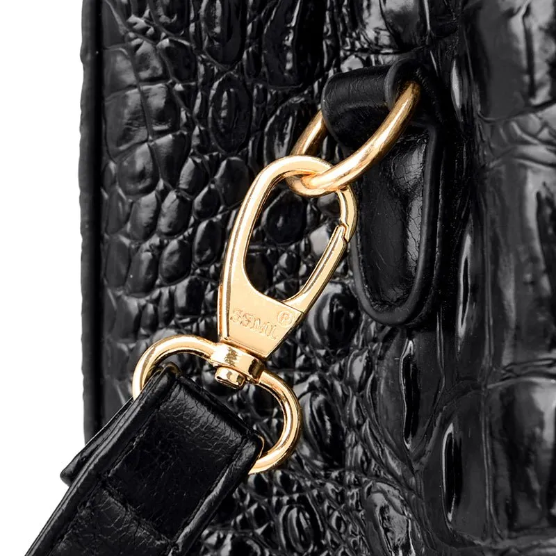 CrocChic Crocodile Pattern Zipper Tote Shoulder Bag