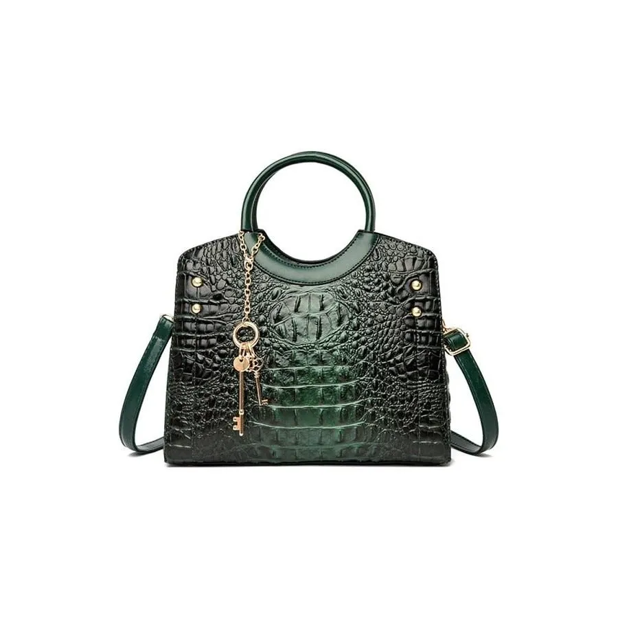 CrocChic Crocodile Pattern Zipper Tote Shoulder Bag