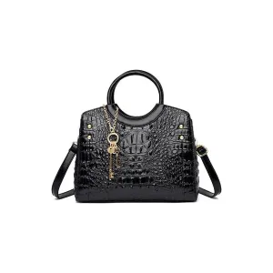 CrocChic Crocodile Pattern Zipper Tote Shoulder Bag