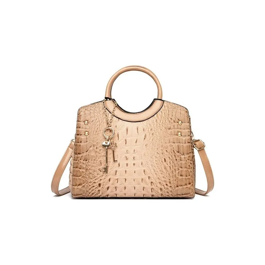 CrocChic Crocodile Pattern Zipper Tote Shoulder Bag