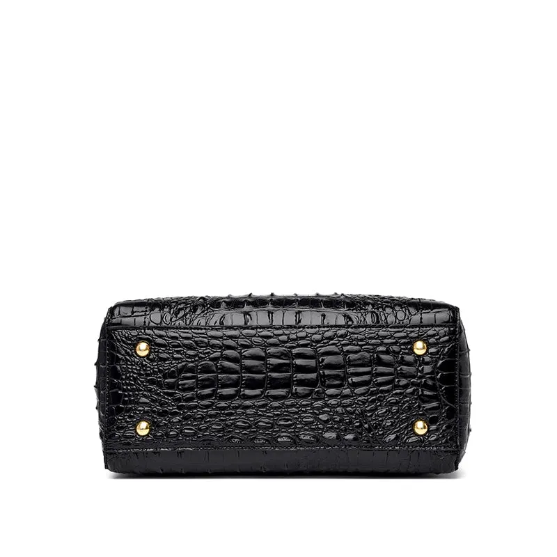 CrocChic Crocodile Pattern Zipper Tote Shoulder Bag