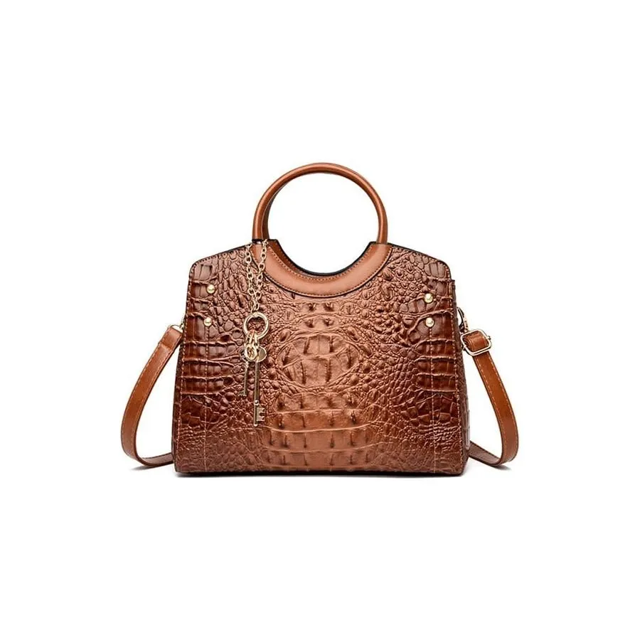 CrocChic Crocodile Pattern Zipper Tote Shoulder Bag